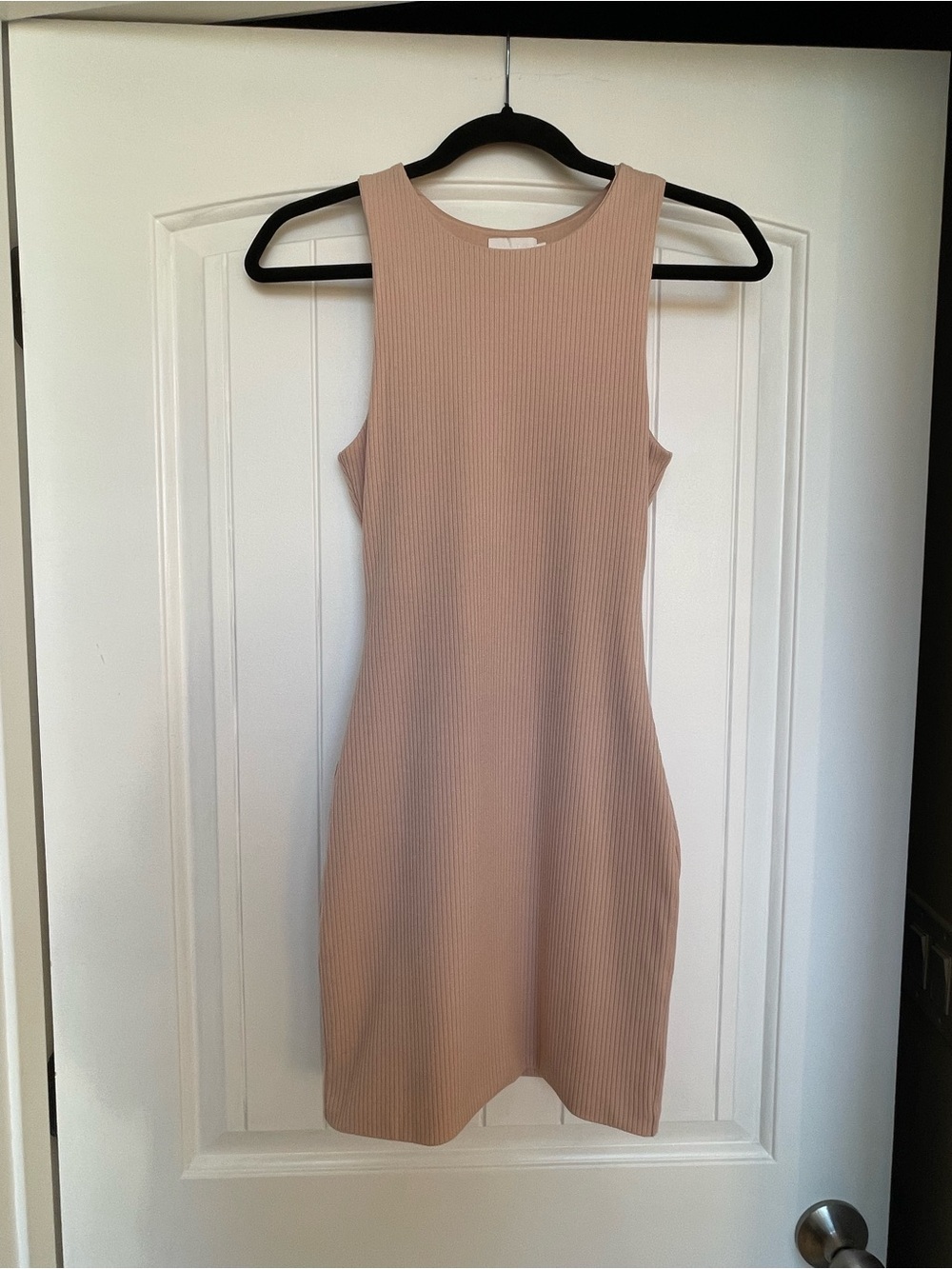 Meshki Ribbed Cream Crew Neck Dress